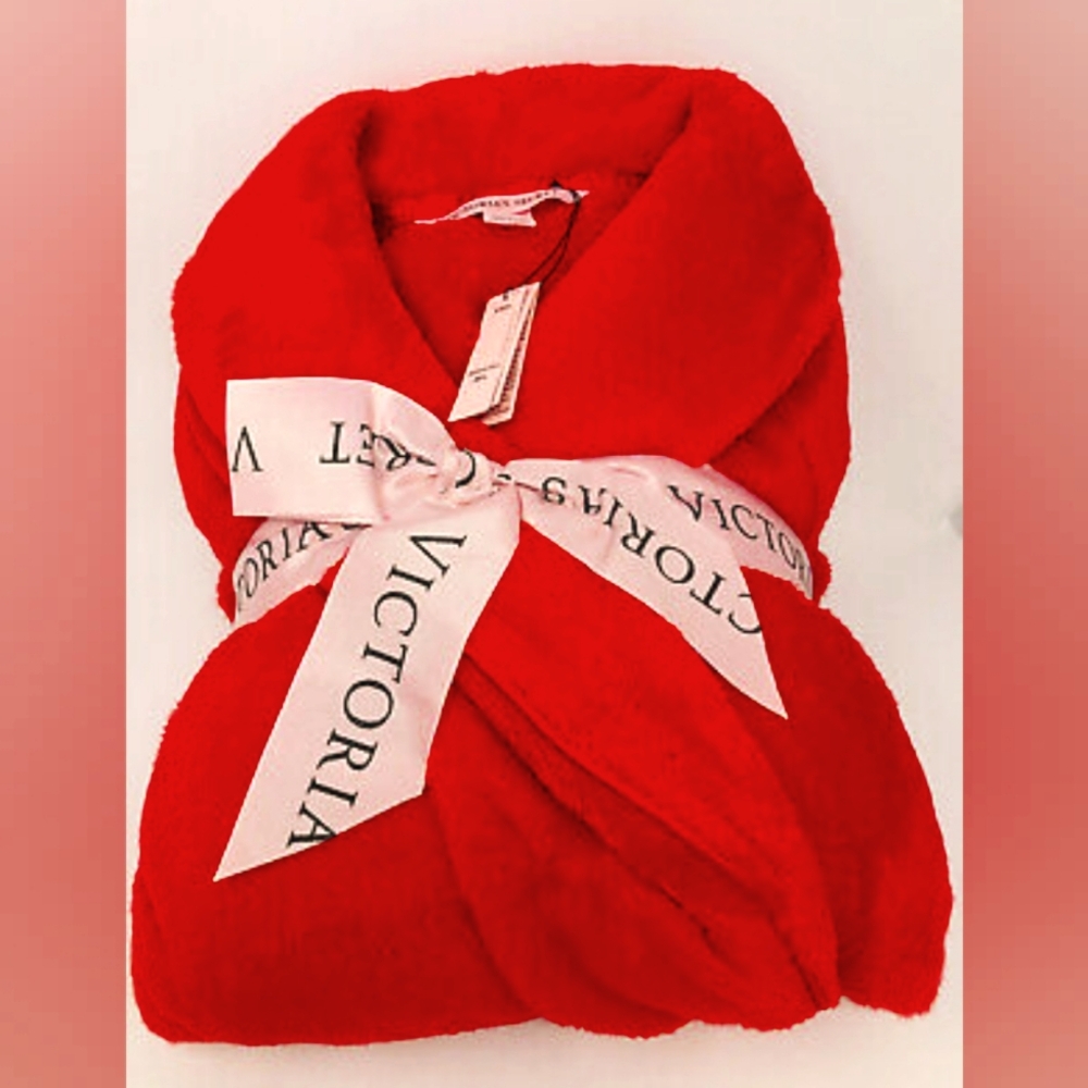 Victoria's Secret Red Plush Turkish Cotton Heavy Robe w Belt